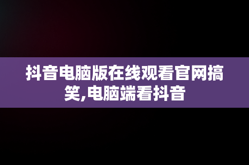 抖音电脑版在线观看官网搞笑,电脑端看抖音