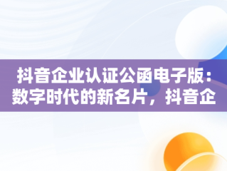 抖音企业认证公函电子版：数字时代的新名片，抖音企业认证公函模板下载 