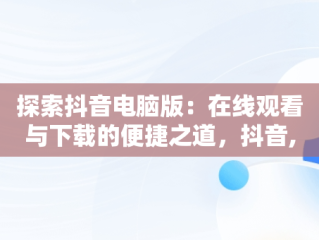 探索抖音电脑版：在线观看与下载的便捷之道，抖音,电脑版 