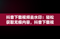 抖音下载视频去水印：轻松获取无痕内容，抖音下载视频去水印怎么设置 