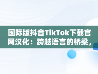 国际版抖音TikTok下载官网汉化：跨越语言的桥梁，抖音国际版tiktok下载地址 