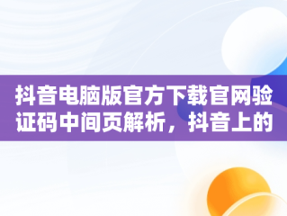 抖音电脑版官方下载官网验证码中间页解析，抖音上的验证码是什么 