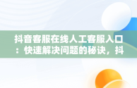 抖音客服在线人工客服入口：快速解决问题的秘诀，抖音客服在线人工客服入口在哪里 