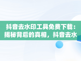 抖音去水印工具免费下载：揭秘背后的真相，抖音去水印工具app 