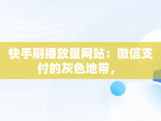 快手刷播放量网站：微信支付的灰色地带， 