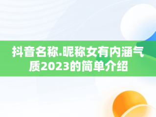抖音名称.昵称女有内涵气质2023的简单介绍