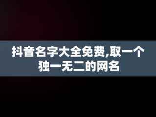 抖音名字大全免费,取一个独一无二的网名