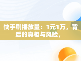 快手刷播放量：1元1万，背后的真相与风险， 