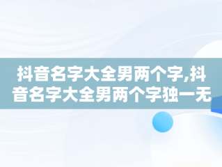 抖音名字大全男两个字,抖音名字大全男两个字独一无二的