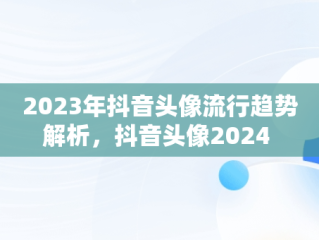 2023年抖音头像流行趋势解析，抖音头像2024 