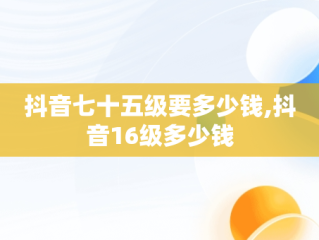 抖音七十五级要多少钱,抖音16级多少钱