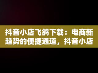 抖音小店飞鸽下载：电商新趋势的便捷通道，抖音小店飞鸽怎么切换账号 