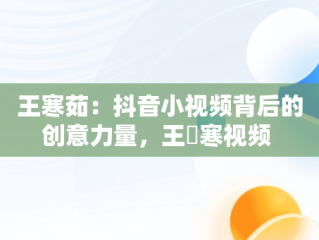 王寒茹：抖音小视频背后的创意力量，王珮寒视频 