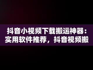抖音小视频下载搬运神器：实用软件推荐，抖音视频搬运处理软件 