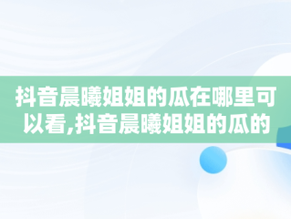 抖音晨曦姐姐的瓜在哪里可以看,抖音晨曦姐姐的瓜的后续