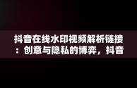 抖音在线水印视频解析链接：创意与隐私的博弈，抖音在线水印视频解析快捷链接 