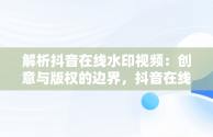 解析抖音在线水印视频：创意与版权的边界，抖音在线视频解析水印保存到本地 