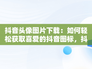 抖音头像图片下载：如何轻松获取喜爱的抖音图标，抖音头像图片下载 男女 