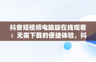 抖音短视频电脑版在线观看：无需下载的便捷体验，抖音短视频电脑版在线观看不用下载吗 