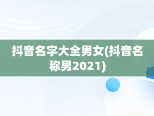 抖音名字大全男女(抖音名称男2021)