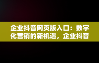 企业抖音网页版入口：数字化营销的新机遇，企业抖音登录入口 