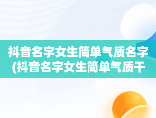 抖音名字女生简单气质名字(抖音名字女生简单气质干净的有哪些)