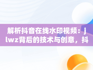 解析抖音在线水印视频：jlwz背后的技术与创意，抖音在线水印视频解析 代码狗 