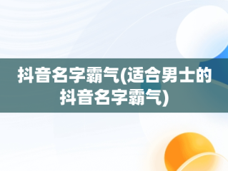 抖音名字霸气(适合男士的抖音名字霸气)