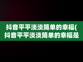 抖音平平淡淡简单的幸福(抖音平平淡淡简单的幸福是啥歌)