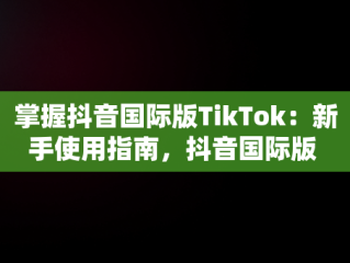 掌握抖音国际版TikTok：新手使用指南，抖音国际版 tiktok怎么下 