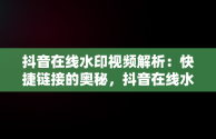 抖音在线水印视频解析：快捷链接的奥秘，抖音在线水印视频解析快捷链接是什么 