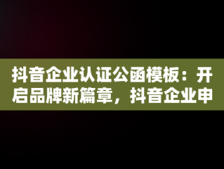 抖音企业认证公函模板：开启品牌新篇章，抖音企业申请认证公函 
