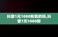 抖音1元1000粉真的吗,抖音1元1000粉