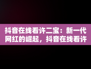 抖音在线看许二宝：新一代网红的崛起，抖音在线看许二宝的视频 