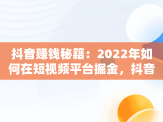 抖音赚钱秘籍：2022年如何在短视频平台掘金，抖音怎么赚钱2024 
