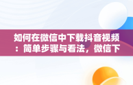 如何在微信中下载抖音视频：简单步骤与看法，微信下载抖音视频小程序 