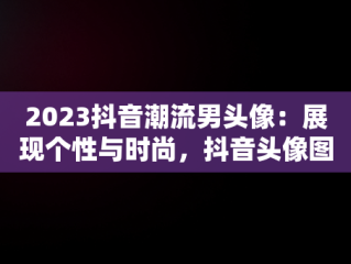 2023抖音潮流男头像：展现个性与时尚，抖音头像图片2023款男动漫 