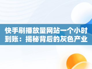 快手刷播放量网站一个小时到账：揭秘背后的灰色产业链， 