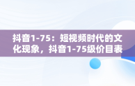 抖音1-75：短视频时代的文化现象，抖音1-75级价目表 