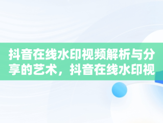 抖音在线水印视频解析与分享的艺术，抖音在线水印视频解析并进行 