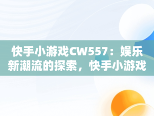 快手小游戏CW557：娱乐新潮流的探索，快手小游戏里面全部游戏 
