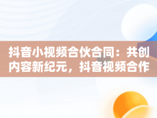 抖音小视频合伙合同：共创内容新纪元，抖音视频合作协议 