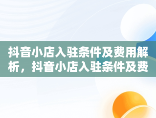 抖音小店入驻条件及费用解析，抖音小店入驻条件及费用2021 