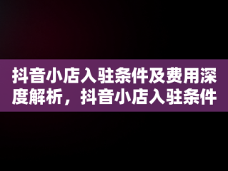抖音小店入驻条件及费用深度解析，抖音小店入驻条件及费用表 