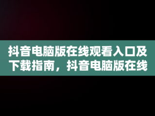 抖音电脑版在线观看入口及下载指南，抖音电脑版在线观看入口下载 