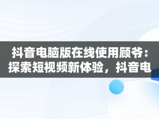 抖音电脑版在线使用顾爷：探索短视频新体验，抖音电脑版功能 