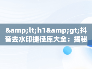 &lt;h1&gt;抖音去水印捷径库大全：揭秘隐藏的视频自由&lt;/h1&gt;，抖音视频去水印捷径 