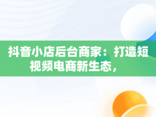 抖音小店后台商家：打造短视频电商新生态， 