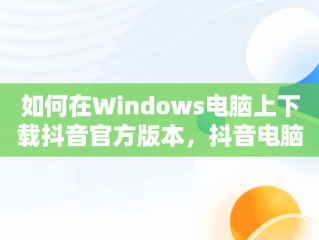 如何在Windows电脑上下载抖音官方版本，抖音电脑版官方下载的网址 