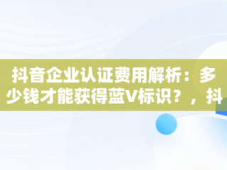 抖音企业认证费用解析：多少钱才能获得蓝V标识？，抖音企业认证多少钱一个月 